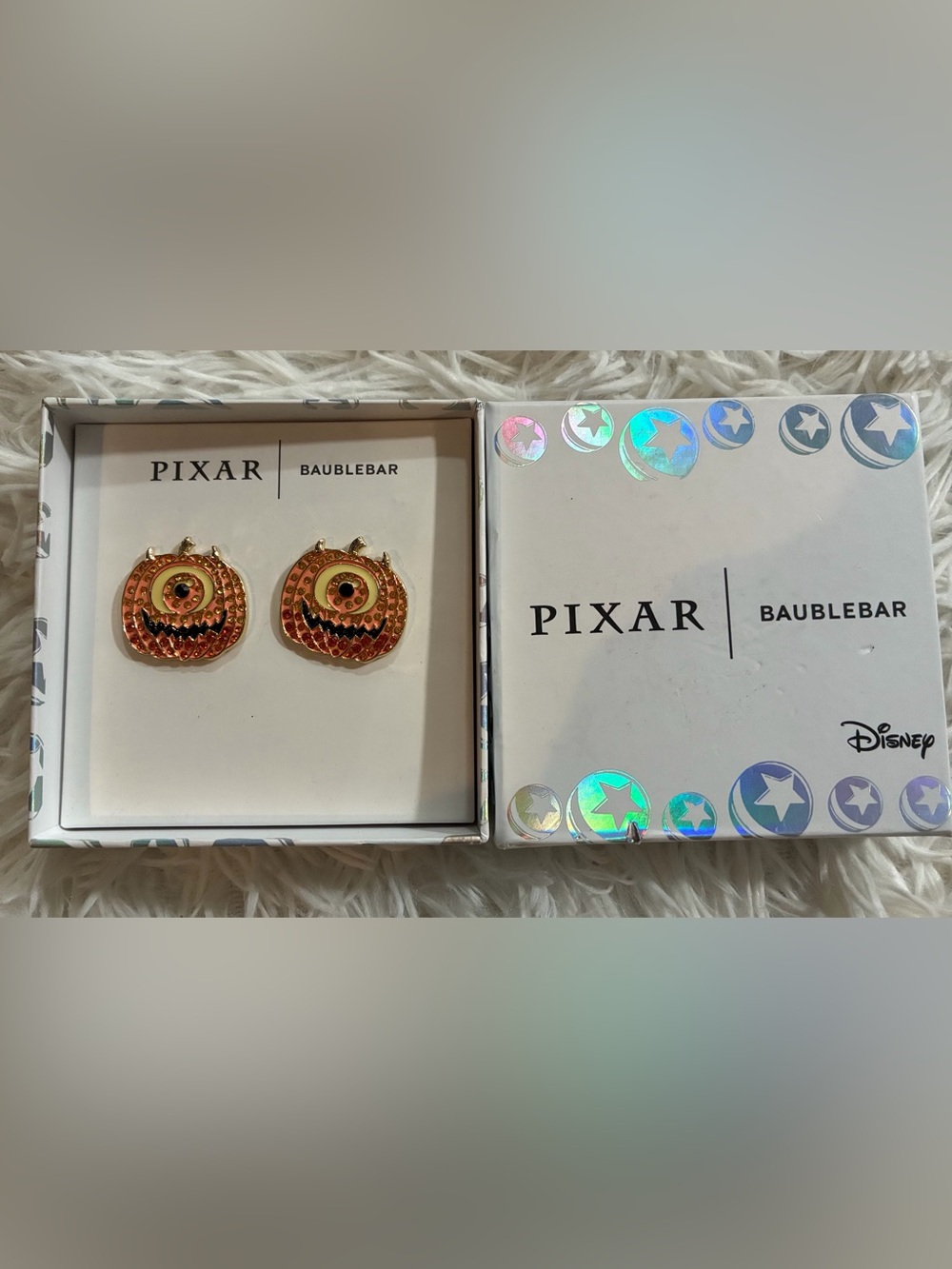 NEW BaubleBar Disney Pixar Monster Inc Mike Wazowski Halloween Pumpkin Earrings